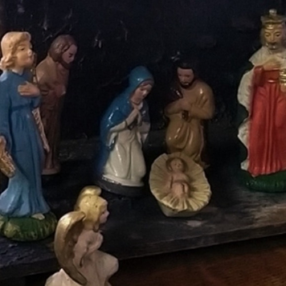 Antique European Nativity Set – Hand-Painted Italian Creche Figures, Mid-Century